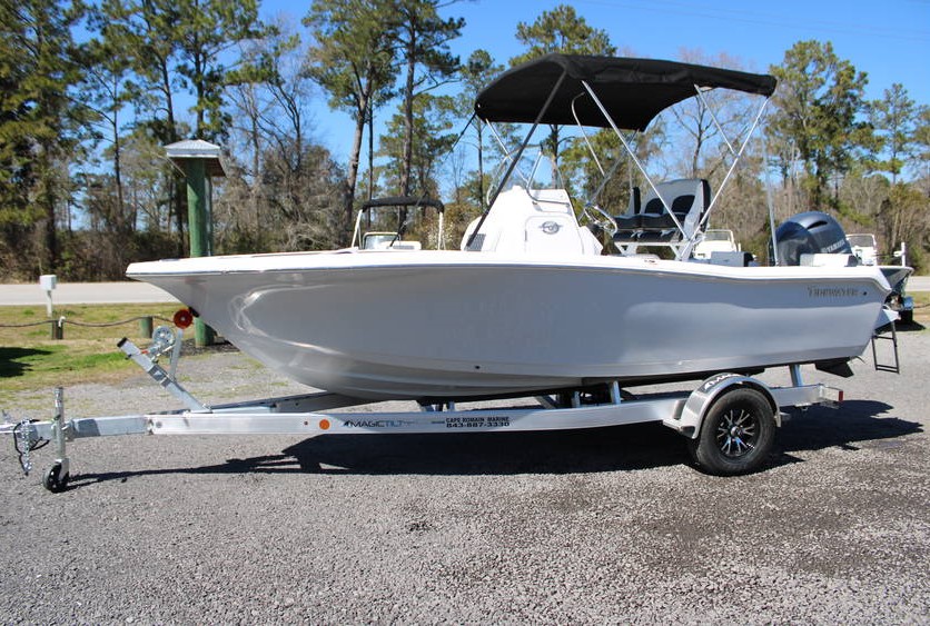 2025 Tidewater Boats 198CC center console boat in coastal color, showcasing a trailer, available for sale at Cape Romain Marine, McClellanville, SC.