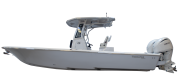 Tidewater 2700 CB boat model showcasing a sleek design with a center console and outboard motor, featured on Cape Romain Marine's new boat models page.