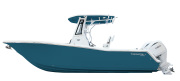 Tidewater 272 LXF boat model in teal and white, showcasing sleek design and Yamaha outboard motor, featured on Cape Romain Marine's new boat models page.