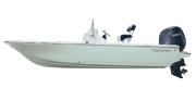 Tidewater 1910 Bay Max boat profile with Suzuki outboard motor, showcasing sleek design and spacious layout for recreational use.