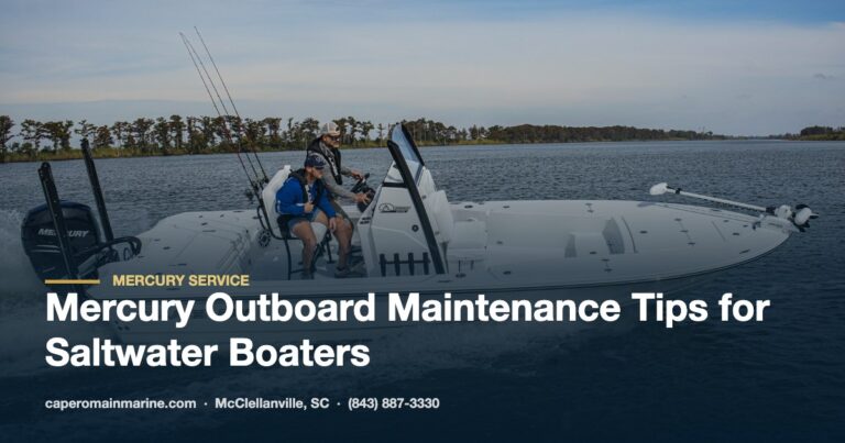 Blazer Bay boat running with a Mercury outboard in Lowcountry saltwater near McClellanville, SC